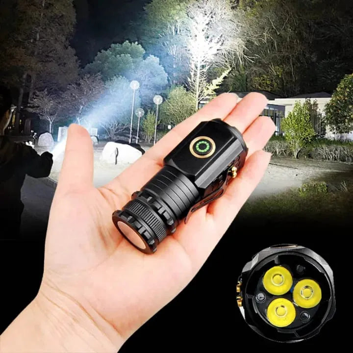 3-LED Rechargeable Camping & Hiking Flashlight with Type-C Fast Charging
