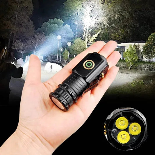 3-LED Rechargeable Camping & Hiking Flashlight with Type-C Fast Charging