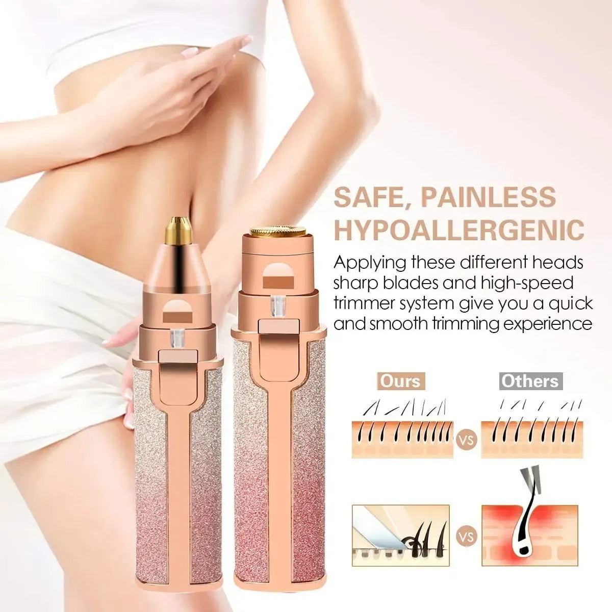 2-in-1 Rechargeable Hair Remover & Eyebrow Trimmer with LED