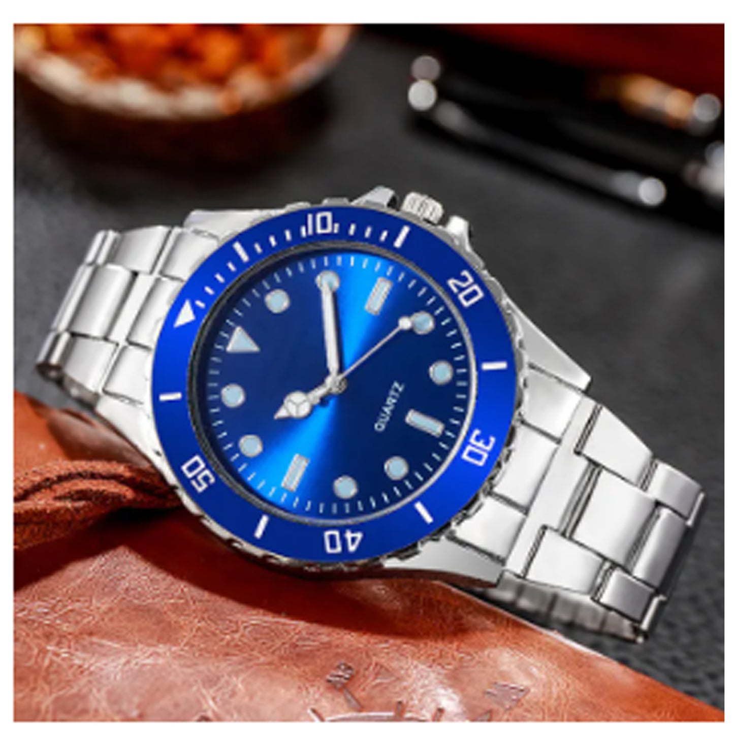 Men Fashion Simple Ghost Water Watches Stainless Steel