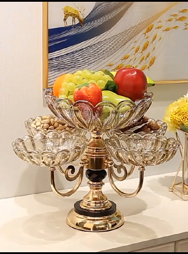 Luxury European Style Rotatable Fruit Bowl with Stand
