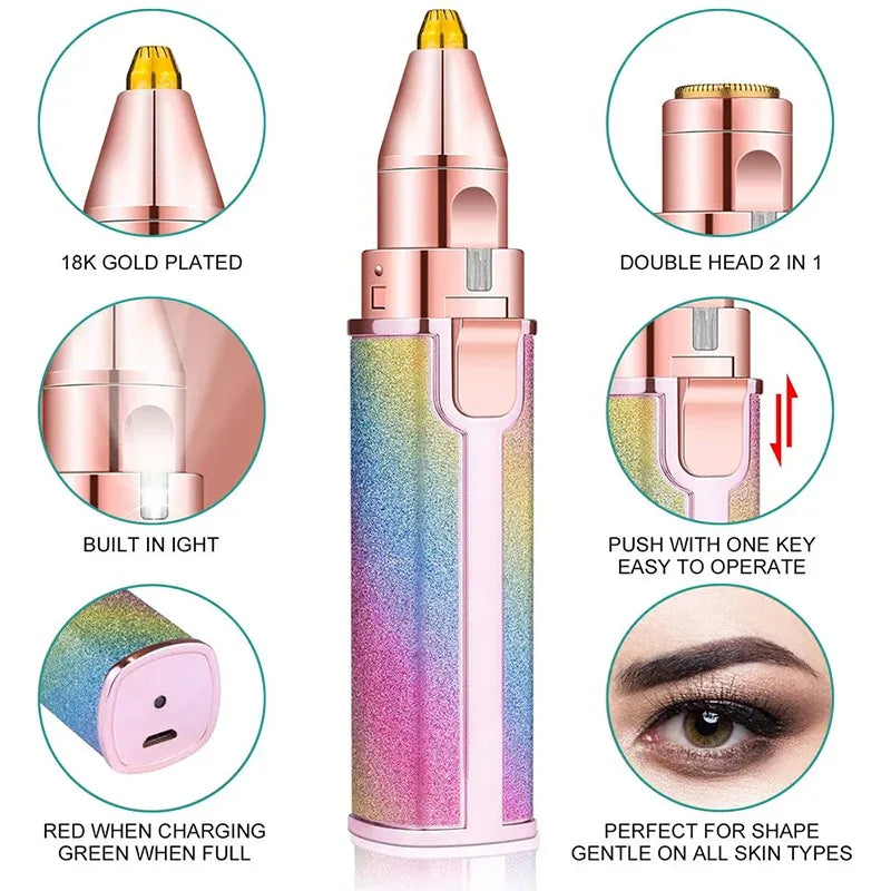 2-in-1 Rechargeable Hair Remover & Eyebrow Trimmer with LED