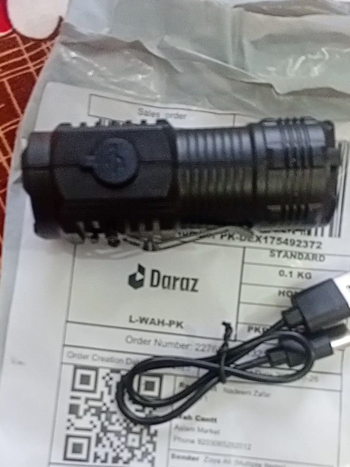 3-LED Rechargeable Camping & Hiking Flashlight with Type-C Fast Charging