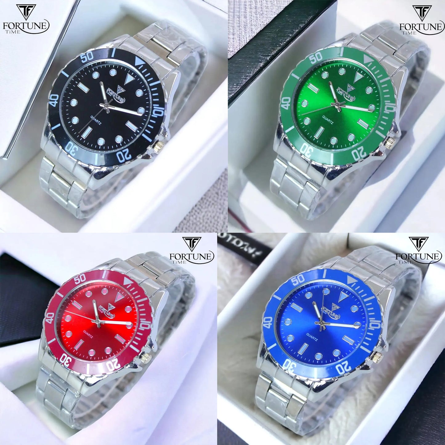 Men Fashion Simple Ghost Water Watches Stainless Steel